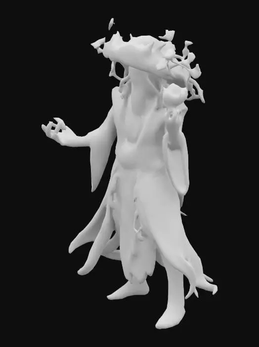 3D model for Fantasy Character Biomage Plant Mage in Robes full body Casting a spell