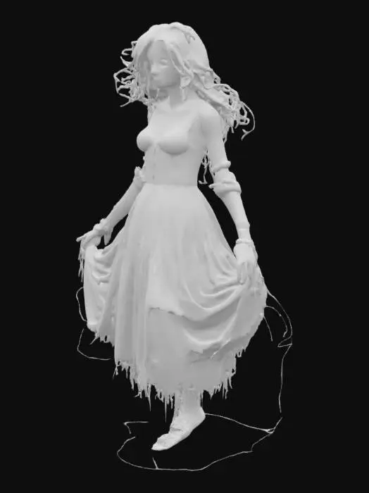 3D model for Victorian Ethereal Translucent Mourning Ghost floating in the air