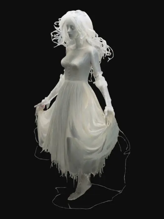 3D model for Victorian Ethereal Translucent Mourning Ghost floating in the air