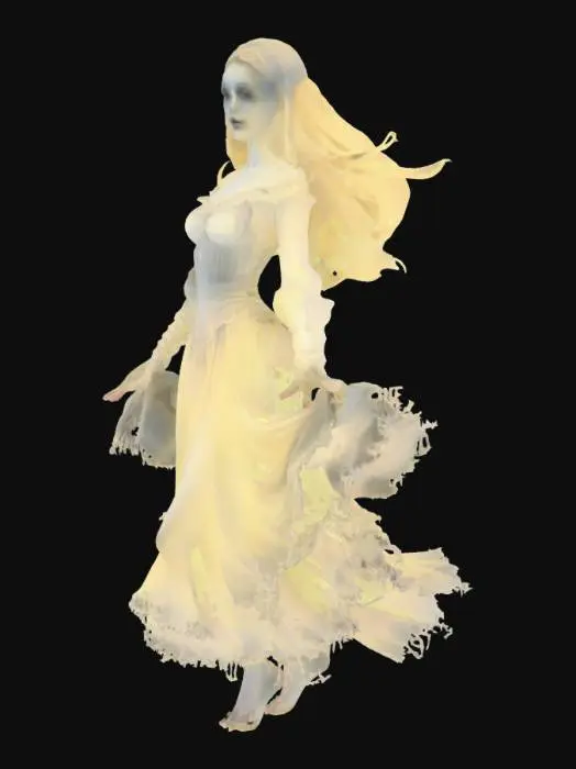 3D model for Victorian Ethereal Translucent Mourning Ghost floating in the air