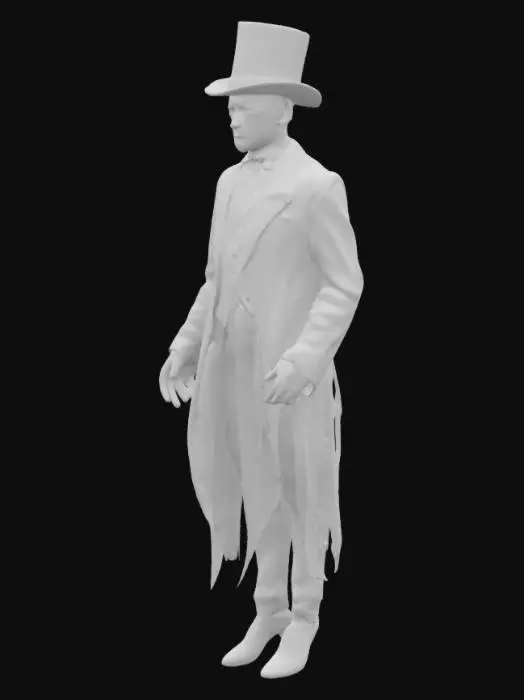 3D model for Victorian Man Ethereal Translucent Mourning Ghost floating in the air