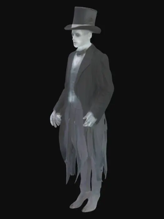 3D model for Victorian Man Ethereal Translucent Mourning Ghost floating in the air