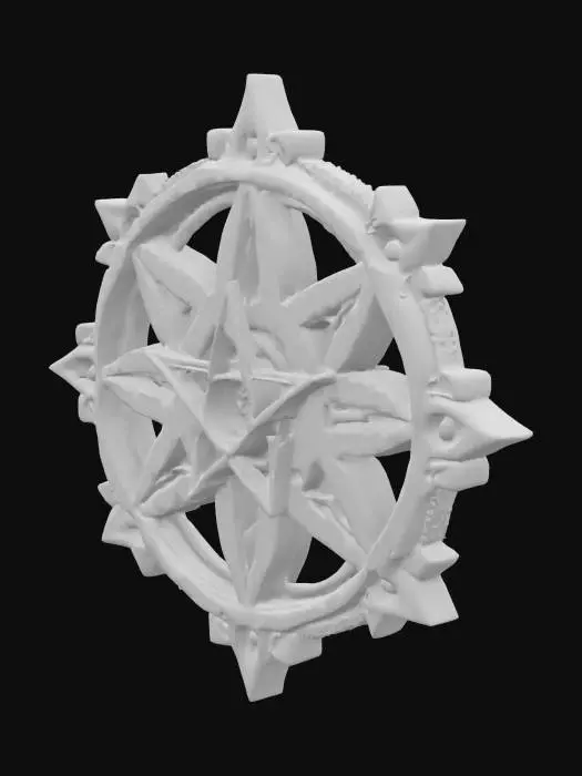 3D model for stylised lovecraftian elder sign star/pentagram made out of glowing heated hammered iron that looks like it has just come out of a forge. #emblem#