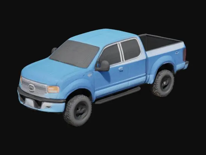 3D model for Ein Pickup Truck mit einer Ladefläche.

