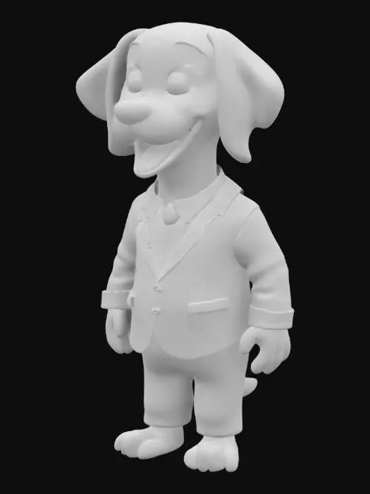 3D model for beagle dog in black suit standing