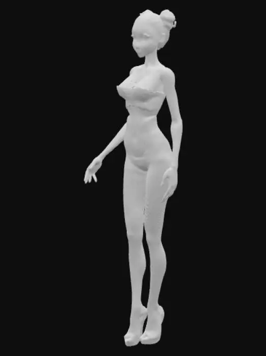 3D model for Elegant Doll in Black and White Outfit