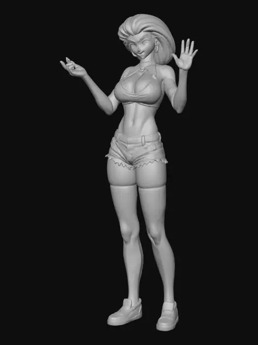 3D model for Animated Style Woman with Purple Hair