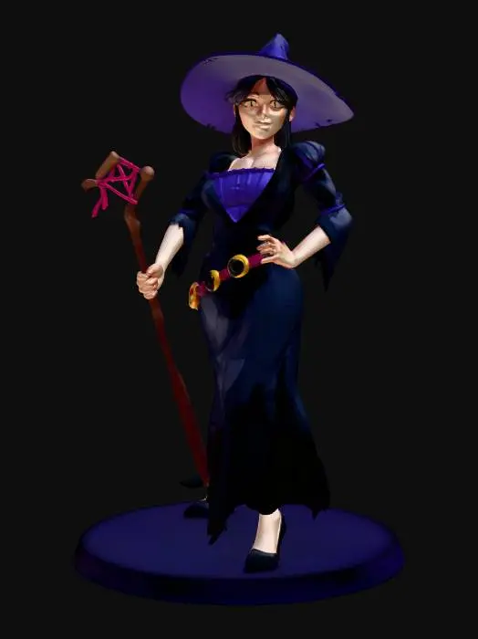 3D model for Azure Witch with Ribboned Staff