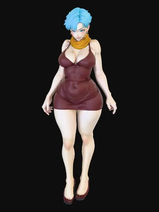 3D model for Blue-Haired Elegance