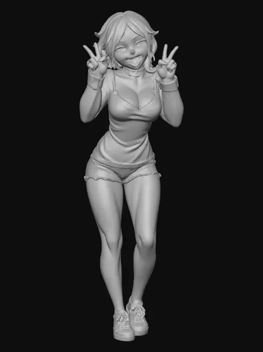 3D model for Anime Girl Peace Pose