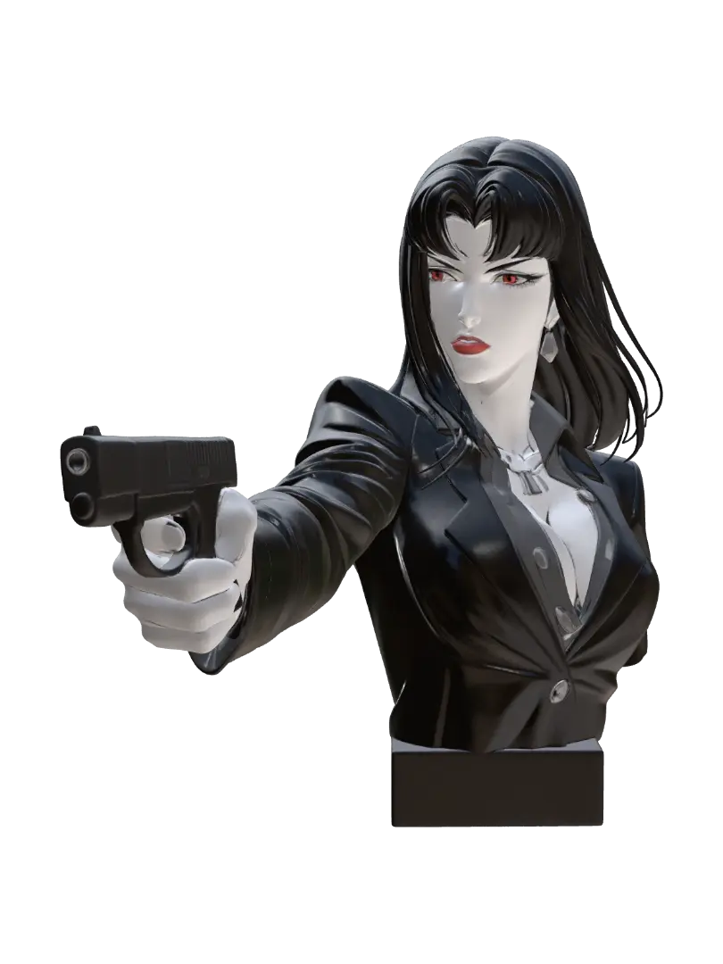 Femme Fatale - The final confrontation - Bust - Standoff 3D model, vytvořený pomocí AI
