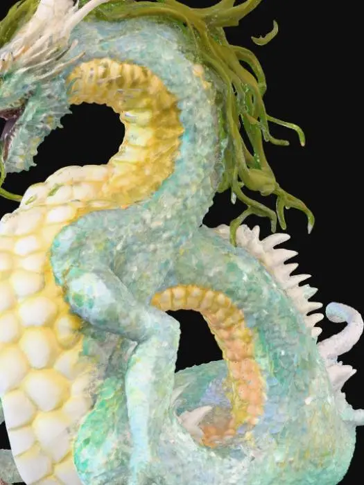 3D model for Thalyssion, the Tidal Wyrm – The First Breath of the Sea

Type: Ancient Sea Dragon
Habitat: Abyssal chasms near tectonic fault lines

Appearance:
A colossal dragon whose body glimmers with scales made of crystallized salt and pearl. His mane is formed from flowing seaweed and kelp, drifting endlessly in an invisible current. Two enormous fins extend from his shoulders like wings, each lined with glowing veins that pulse when he speaks. His eyes are deep whirlpools of blue light, and when he exhales, the water churns as if the ocean itself is obeying him.