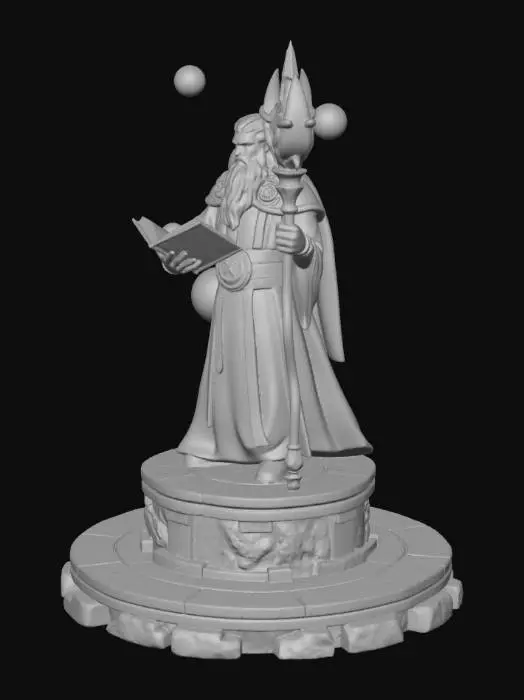 3D model for On a mysterious alien planet, a powerful mage stands at the center of a colossal circular platform made of ancient stone. His long, flowing cloak moves gently with the swirling magical energy around him. He holds an ornate spellbook in one hand, its pages glowing with shifting runes of light.
Surrounding him, multiple floating portals shimmer in the air, each one radiating a different color and texture — one showing a fiery volcanic world, another a serene floating island, another a deep cosmic void, and others leading to unknown realms. The portals pulse with arcane energy, stable only because of the mage’s immense power.
His staff, adorned with a crystal core, glows brightly as streams of magic circulate between him and the portals. The sky above is vast and alien, with two moons.