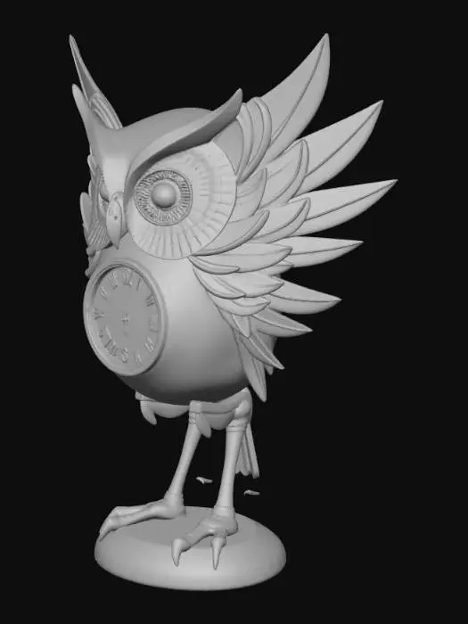 3D model for Abstract Clock-Eyed Owl
Description (≤800 chars):
This 3D model presents an abstract owl sculpture with a surreal, artistic design. The owl’s body is formed from smooth, flowing shapes that blend metallic bronze and deep midnight blue, giving it a mysterious and modern appearance. Its wings curve elegantly along the sides, carved with geometric patterns that suggest feathers without fully defining them. The most striking feature is its clock-shaped eyes, each designed like a miniature antique clock with delicate hands and glowing golden numerals slowly rotating. Subtle light reflects from the polished surfaces, creating a dreamlike atmosphere. The piece blends nature, time symbolism, and abstract art, forming a captivating and thought-provoking 3D creation.