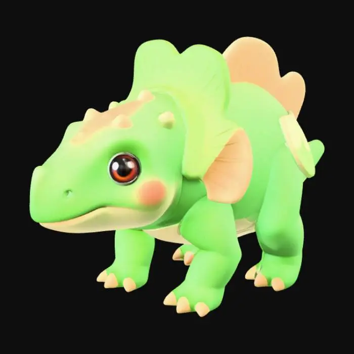 3D model for Mini Ankylosaurus Pet**
Description (≤800 chars):
This 3D model features an adorable baby Ankylosaurus, designed as the perfect dream pet. Its body is small and rounded, covered in smooth soft green scales with tiny beige armor plates that look more cute than dangerous. The tail ends in a tiny, chubby club that wobbles gently when it moves. Its big glossy brown eyes give it a warm, innocent expression, and its short legs make its walk bouncy and playful. Subtle blush tones on the cheeks add to its charm. The plates along its back are slightly oversized in a stylized, cuddly way. This mini Ankylosaurus captures the ideal mix of prehistoric and heart-meltingly cute.