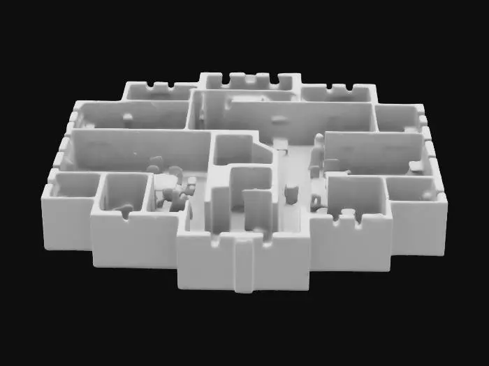 3D model for Castle floor with rooms game ready base  