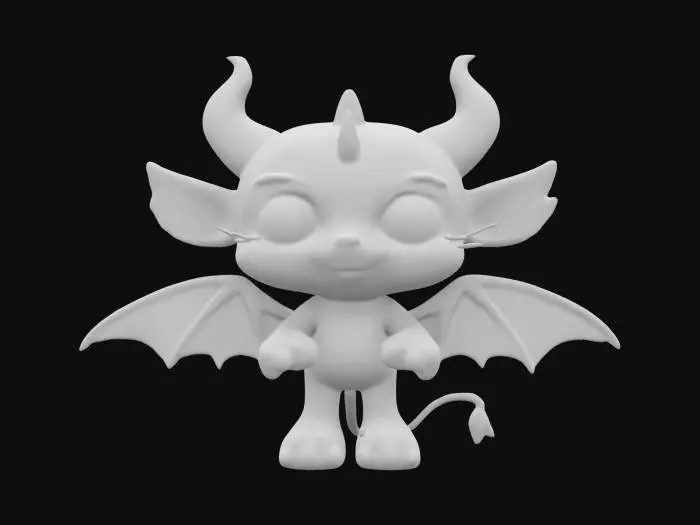 3D model for a little Jersey devil , bright colors in a Kawaii anime cartoon style.