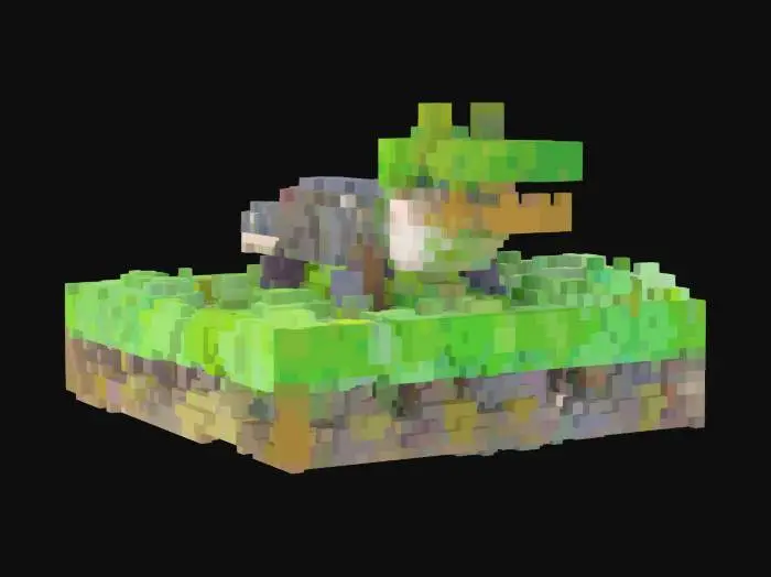 3D model for an alligator on a grassland