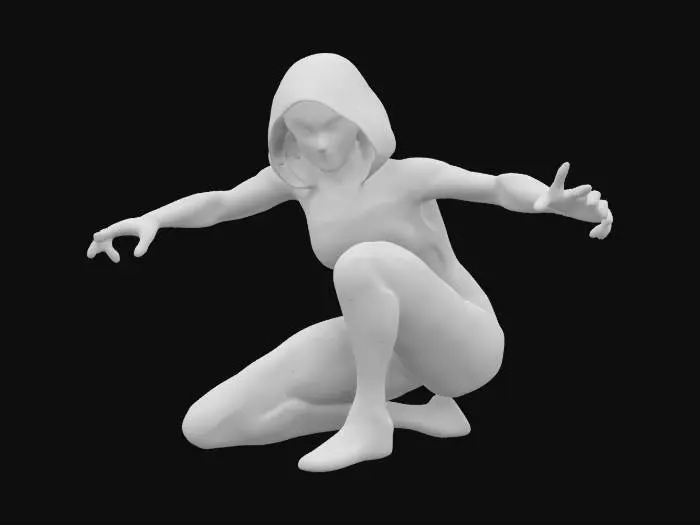 3D model for Extremely detailed ultra-realistic Spider-Gwen in a three-point stance