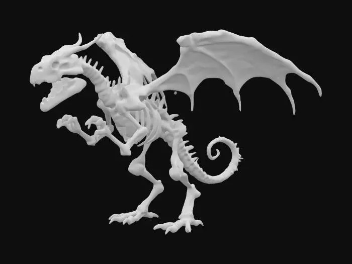 3D model for a dragon skeleton in an attack pose  
