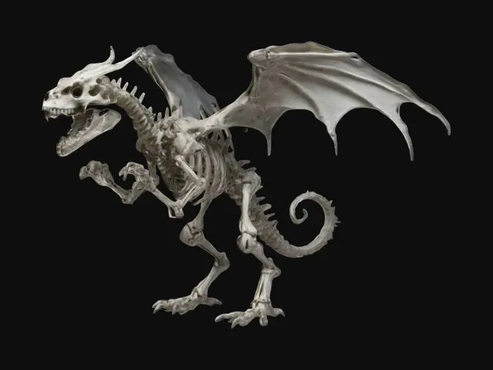 3D model for a dragon skeleton in an attack pose  