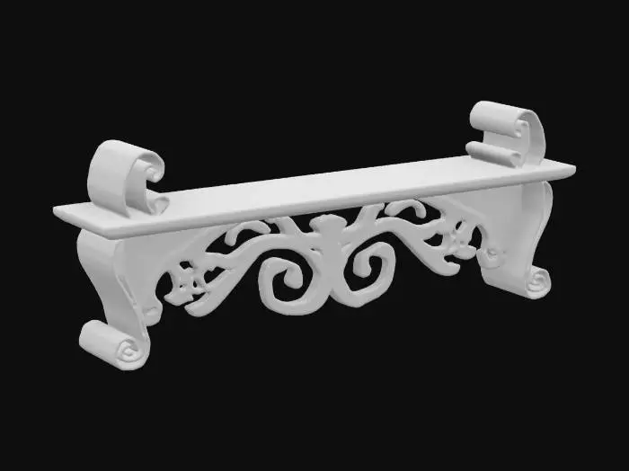 3D model for Wooden shelf , Wood, Ultra Realistic, Carved lots of woodgrains 