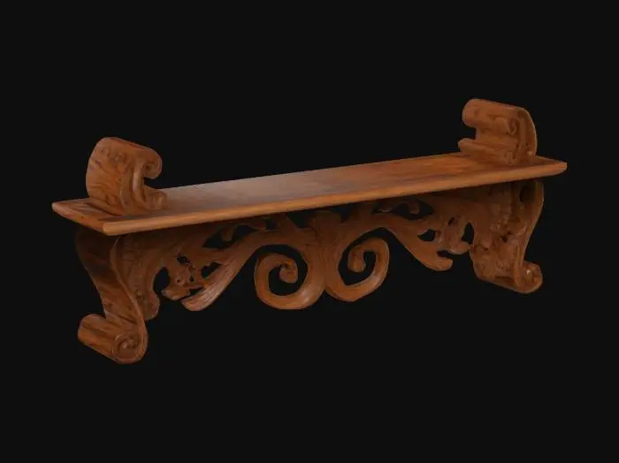 3D model for Wooden shelf , Wood, Ultra Realistic, Carved lots of woodgrains 