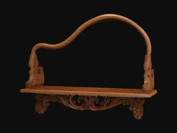 3D model for Wooden shelf , Wood, Ultra Realistic, Carved lots of woodgrains 