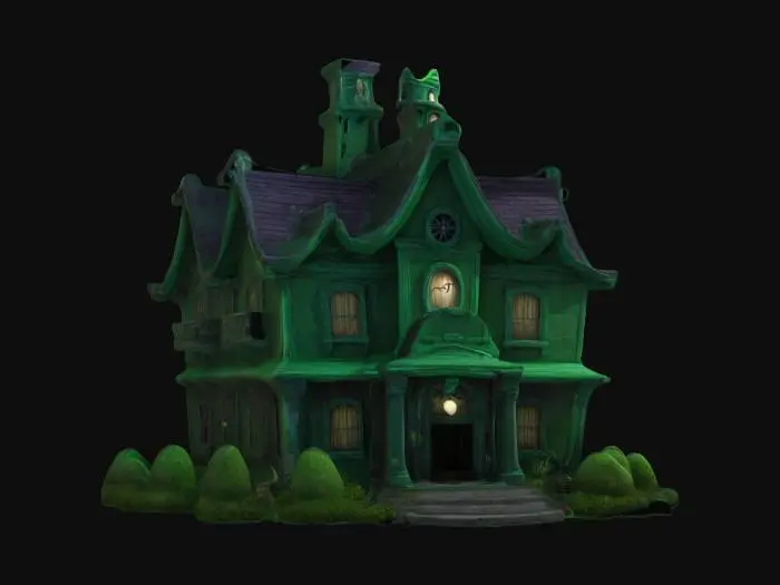 3D model for luigi's haunted mansion, cartoon detailed