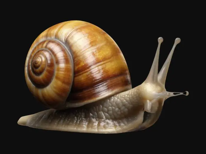 3D model for highly detailed snail with a perfect shell 4k detail, #game figure#,  