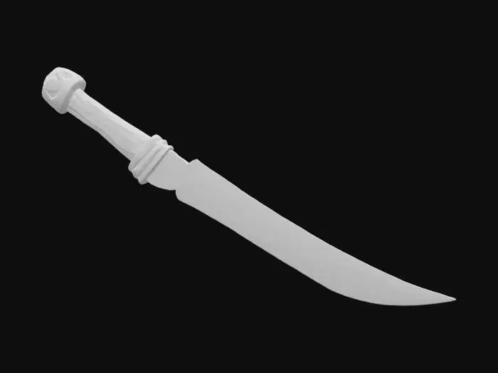 3D model for A knife made from stone with a antler handle and leather straps highly detailed , Stone, Leather, Carved, Rough, #game figure#,  