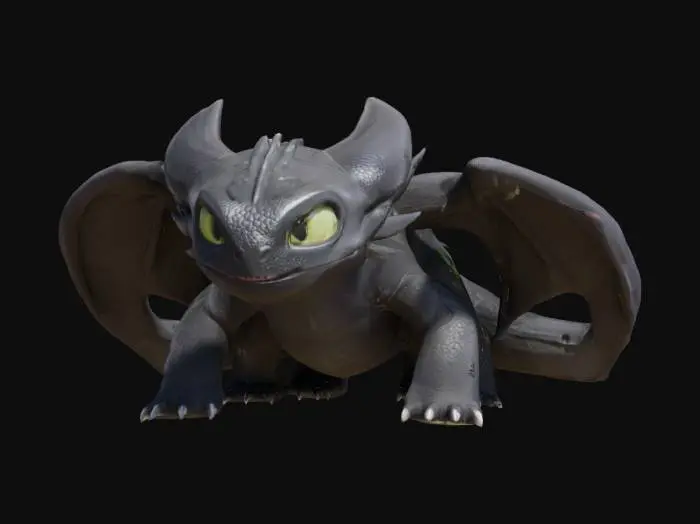 3D model for Highly detailed toothless from the movie series how to train your dragon