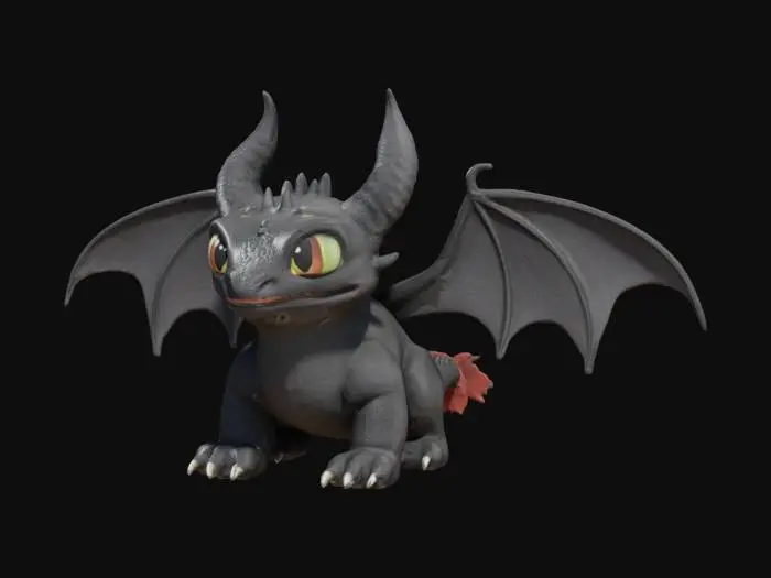 3D model for Highly detailed toothless from the movie series how to train your dragon