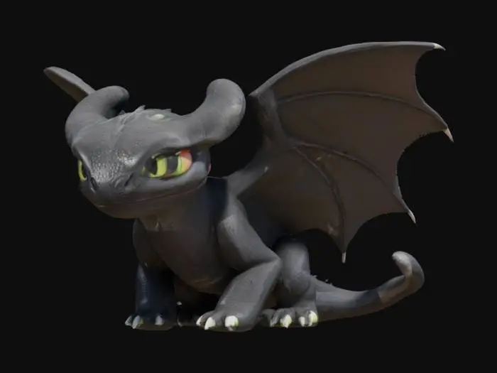 3D model for Highly detailed toothless from the movie series how to train your dragon