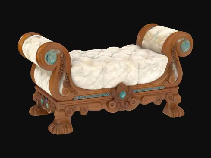 3D model for A beautiful, Gemstone, Marble, Stone, Wood, ,  foot rest, Highly Detailed, Polished fit for a queen 
