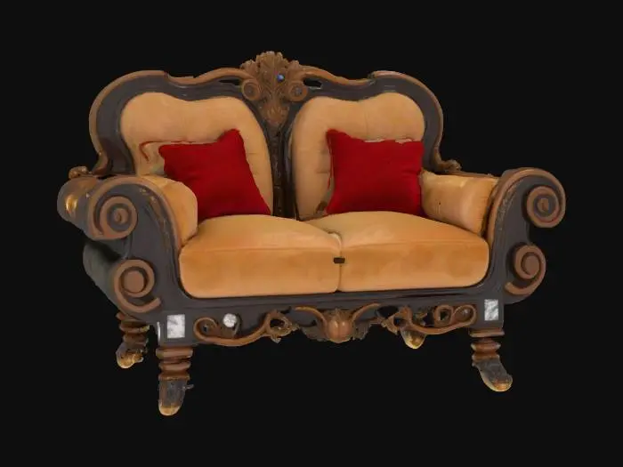 3D model for A beautiful, Gemstone, Marble, Stone, Wood, , love seat, Highly Detailed, Polished fit for a queen 