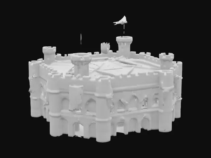 3D model for [Las Vegas] allegiant stadium as a castle, medieval, with a raiders flag on the top , #AroundTheWorld#