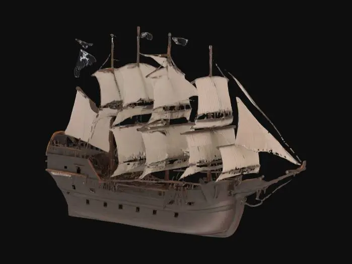 3D model for [Las Vegas] allegiant stadium as a pirate ship, with a raiders flag on the top , #AroundTheWorld#
