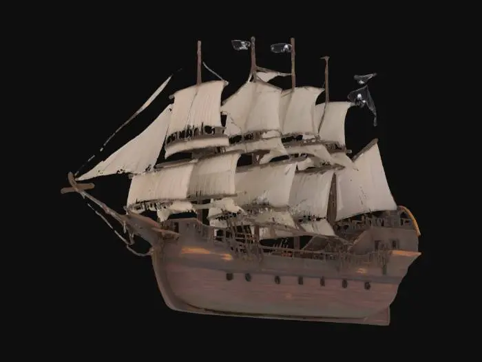 3D model for [Las Vegas] allegiant stadium as a pirate ship, with a raiders flag on the top , #AroundTheWorld#