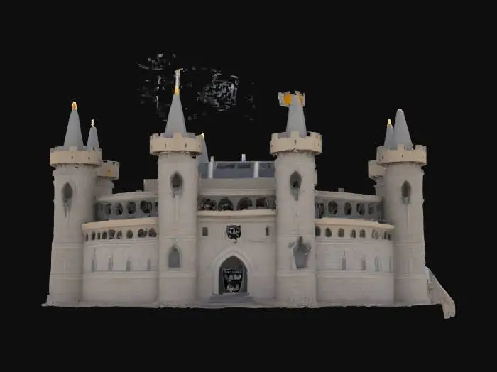 3D model for [Las Vegas] allegiant stadium as a castle, medieval, with a raiders flag on the top , #AroundTheWorld#