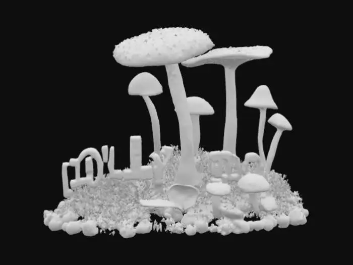 3D model for [California] The Hollywood sign made out of mushrooms highly detailed, colorful, bright, #AroundTheWorld#, 