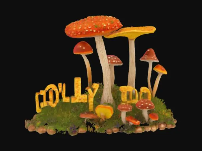 3D model for [California] The Hollywood sign made out of mushrooms highly detailed, colorful, bright, #AroundTheWorld#, 