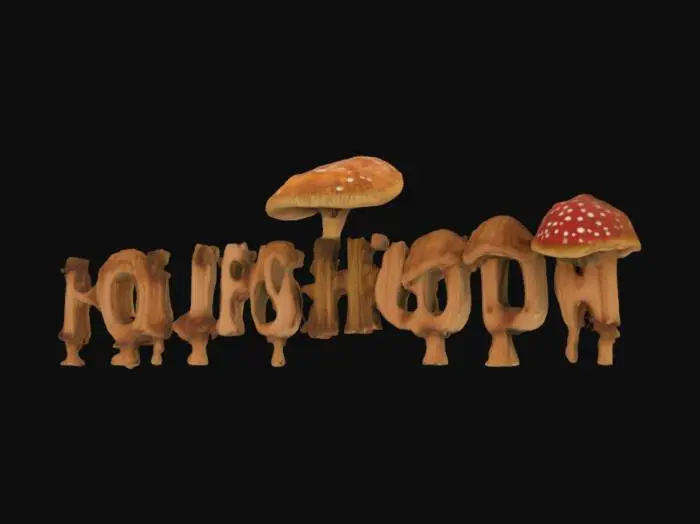 3D model for [California] The Hollywood sign made out of mushrooms highly detailed, colorful, bright, #AroundTheWorld#, 