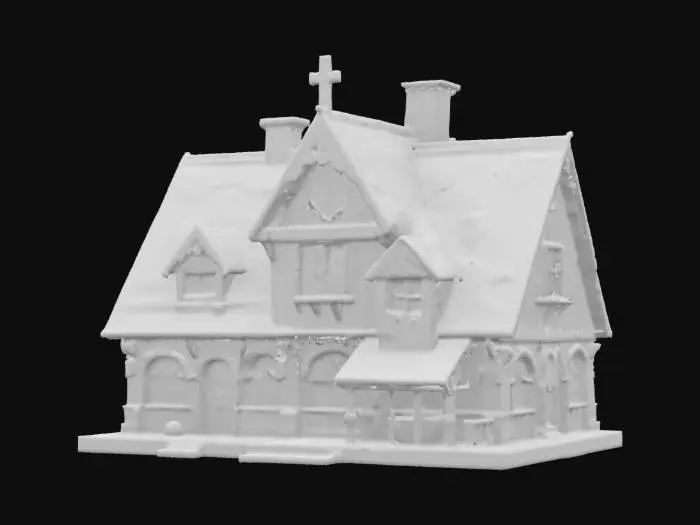 3D model for [England] a beautiful whimsical English college made from wood with a pitched roof lightly covered by snow #AroundTheWorld#