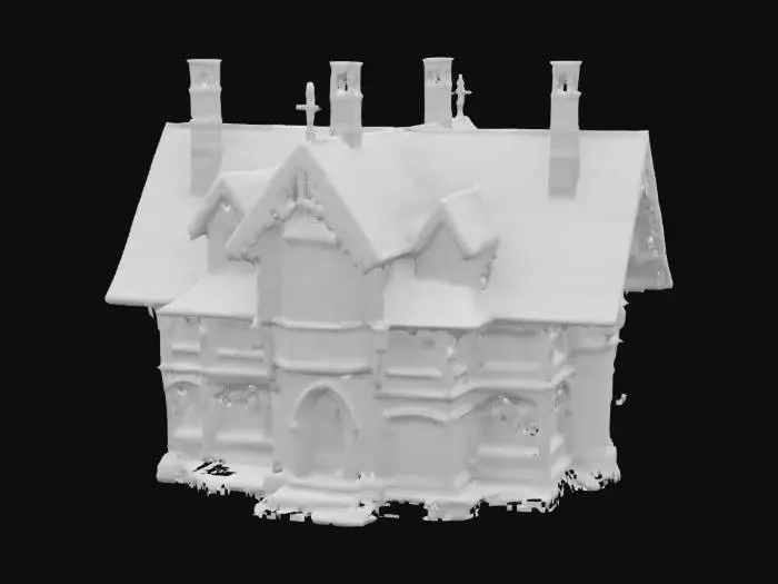 3D model for [England] a beautiful whimsical English college made from wood with a pitched roof lightly covered by snow #AroundTheWorld#