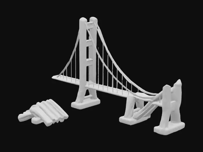 3D model for [California] golden gate bridge made from French fries  #AroundTheWorld#,   