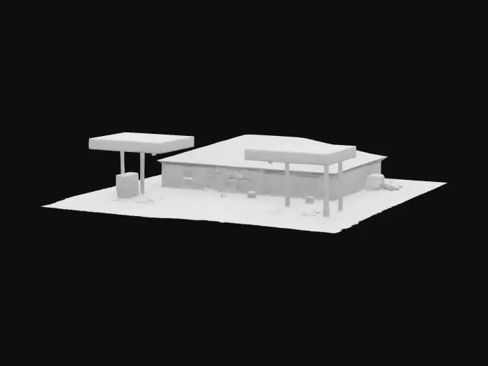 3D model for Deserted Gas Station at Night
