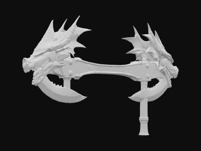3D model for A large double bladed battle axe with a dragon head for blades
