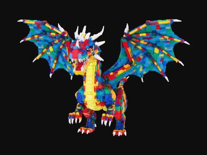3D model for A detailed dragon made from LEGOs