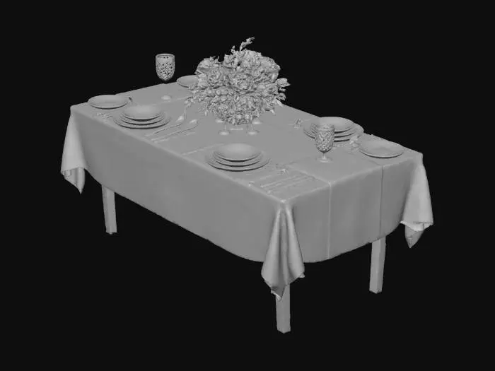 3D model for #Thanksgiving#,  table set up with plates , #Thanksgiving#